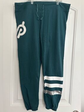 Peloton Emerald Green Joggers with Silver Foil Size M
